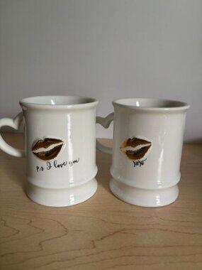 NWT set of TWO Romantic Versatile 16oz Mugs by MUD PIE Ceramics